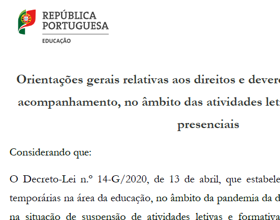 Orientações gerais relativas aos direitos e deveres dos alunos e ao seu acompanhamento, no âmbito das atividades letivas presenciais e não presenciais