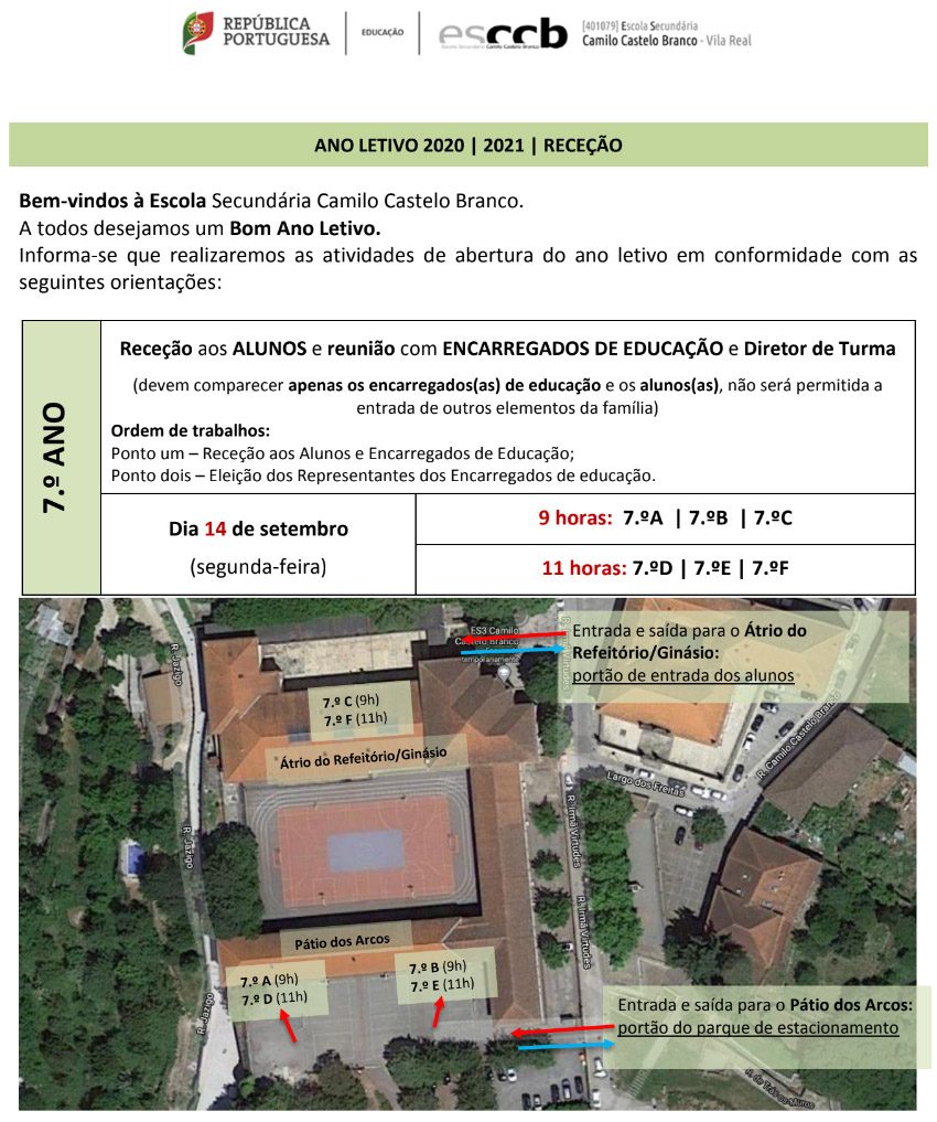 Ano Letivo 2020/2021 – Receção